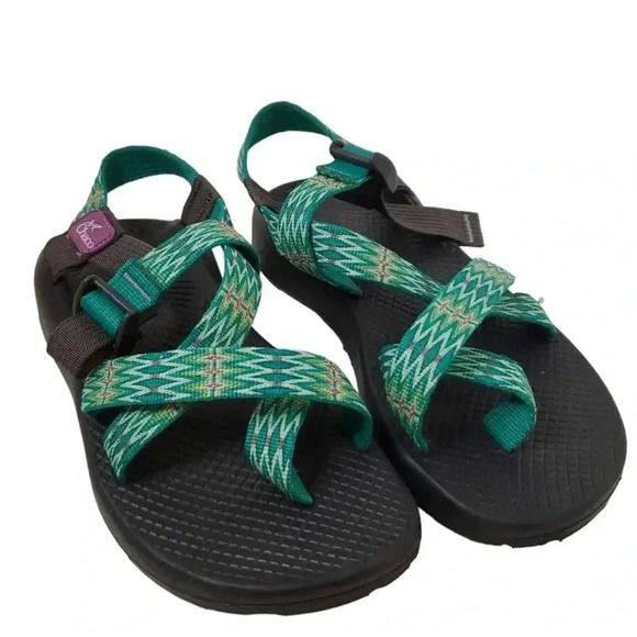Chaco Striped Green Sandals Size W8 - Picture 1 of 4